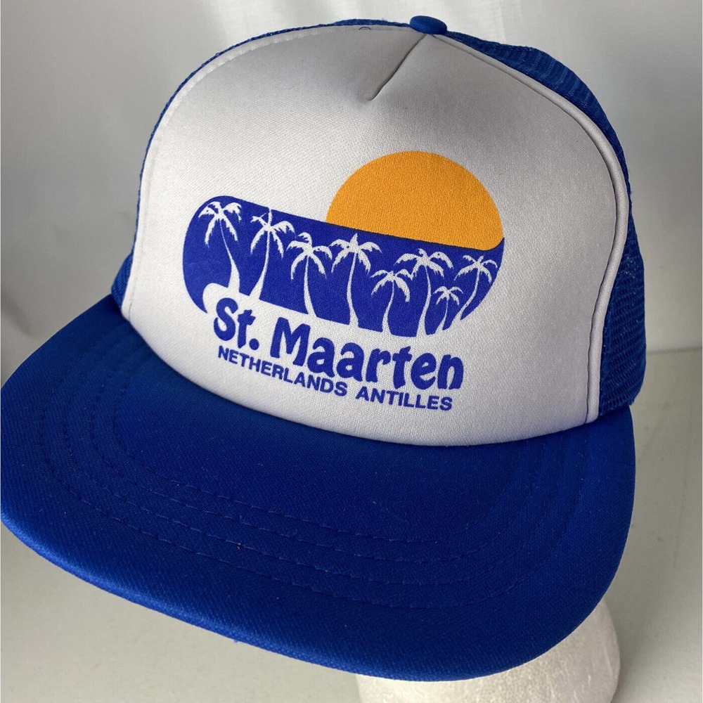 Vintage St Maarten Netherlands Antilles Hat Cap Truckers Mesh Snapback Vacation